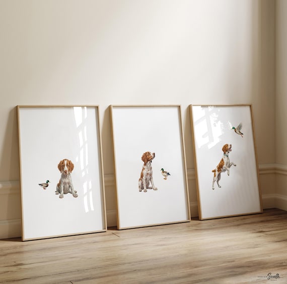 Brittany spaniel Puppy Print Set: Bird Dog Nursery Decor