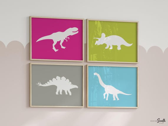 Girls dinosaur bedroom, dinosaur toddler girl dinosaurs, girly dinosaur wall prints, girls dinosaur playroom, girls playroom bright dinosaur