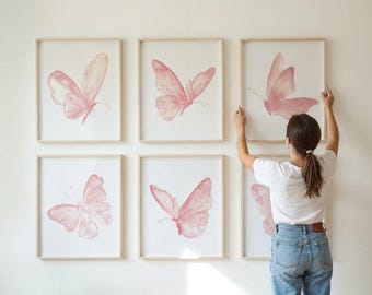 Butterfly Nursery Art Print Set: Playful Geometric Decor