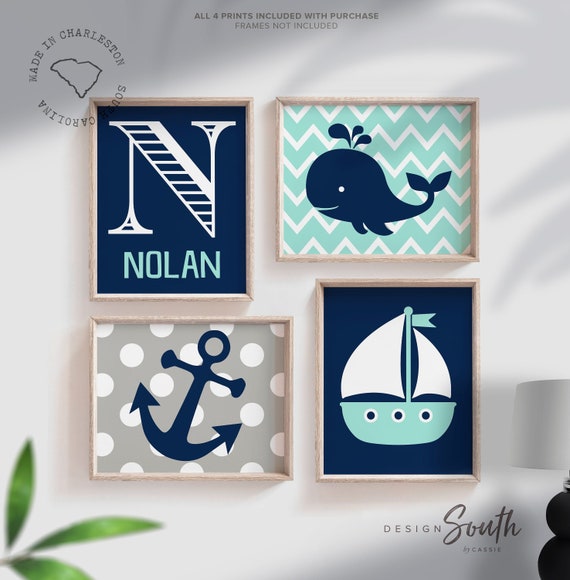 Whale nursery decor, prints for boys, aqua and navy, personalized print, boys nursery decor, quote for boys, nursery quote, blue nursery boy