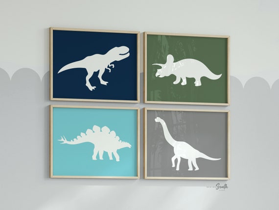 Boys dinosaur bedroom wall art, dinosaur decor for boys, boys dinosaur theme, dinosaur prints, baby boy dinosaurs, dinosaur nursery art boys