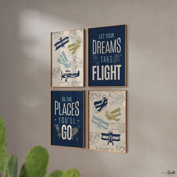 Vintage airplanes, aviation, airplane boy bedroom, airplane nursery decor, let your dreams take flight, oh the places you'll go, boys planes