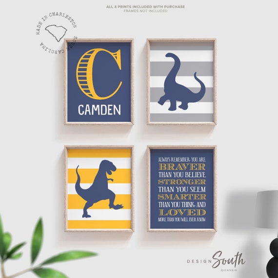 Boys dinosaur bedroom wall art, dinosaur decor for boys, boys dinosaur theme, dinosaur prints, baby boy dinosaurs, dinosaur nursery art boys