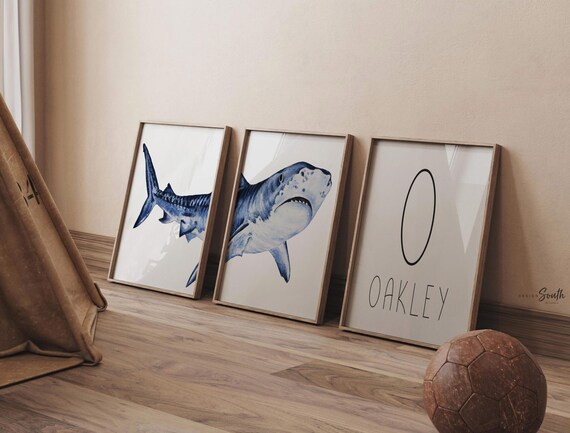 Personalized Shark Nursery Art Prints: Baby Boy Room Decor
