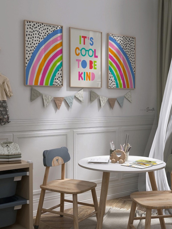 Cool to be kind, Kindness Quote Art Print: Rainbow Nursery, Playroom Decor