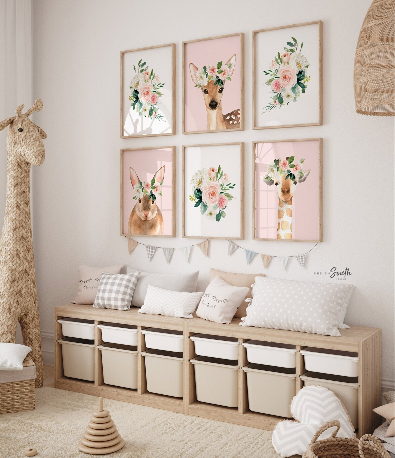 Pink Woodland Animals Nursery Art Prints: Baby Girl Decor - Etsy