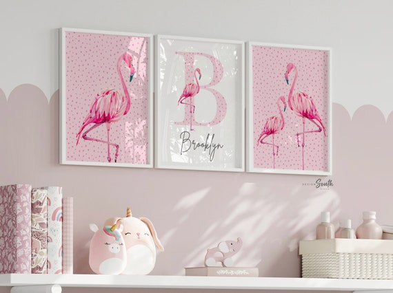 Tropical flamingo nursery, pink trendy nursery tropical baby, modern tropical theme baby, trendy nursery wall art decor, baby girl preppy