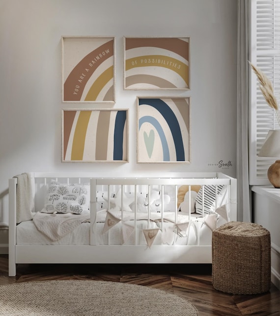 Rainbow of Possibilities Print: Boho Kids Room Decor, Inspirational Quote