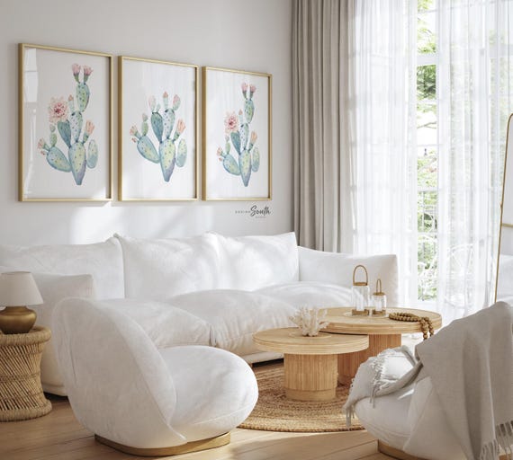 Floral Cactus Nursery Art: Desert Bloom Watercolor Prints