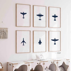 Airplane Nursery Art Prints: Boy's Room Decor, Set of 6 - Etsy