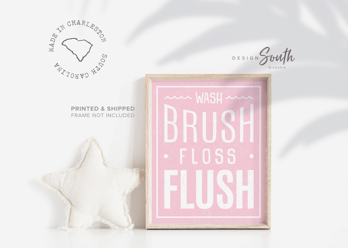 Pink Bathroom Print for Girls Girls Bathroom Wall Decor - Etsy