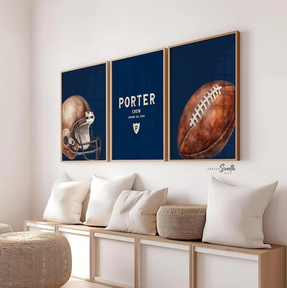 Navy Blue Football Nursery Art, Personalized Future All Star Decor