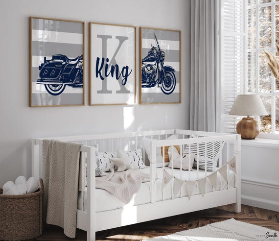 Road king harley davidson motorcycle nursery art, motorcycle kid gift, baby boy motorcycle, boy bedroom motorcycles, motorcycle theme harley