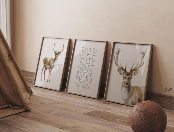 Watercolor Deer Nursery Art Prints Set: Rustic Woodland Decor