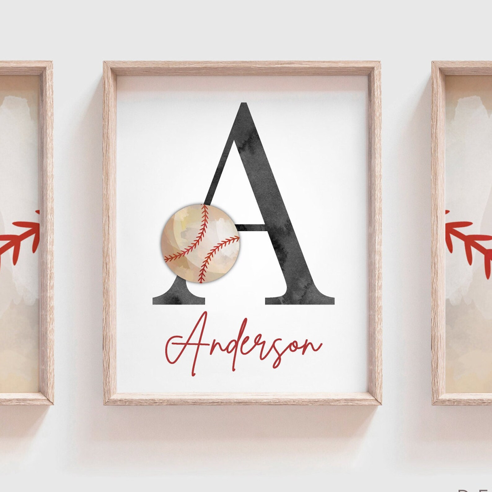 Baseball Nursery Vintage Baseball Nursery Art Red Gray Beige Etsy