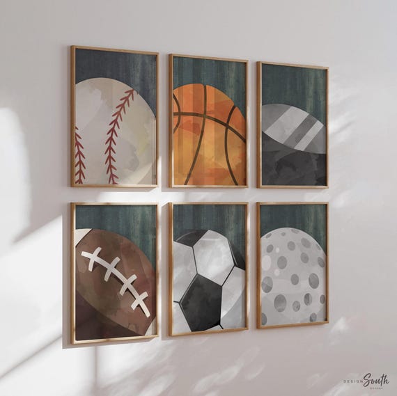 Industrial collection kids room sports decor, modern sports nursery art, industrial kids playroom decor, gift for boy sports theme, kid room