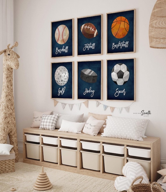 Sports home decor, sports posters boys room, sports wall art, athlete little boy gift, artwork above bed sports theme, basketball football