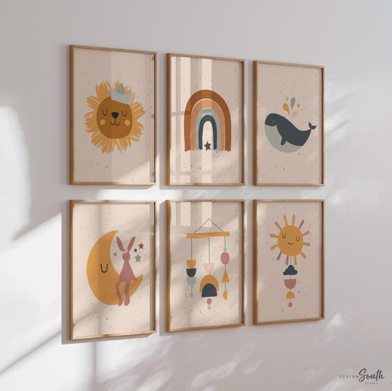Boho Nursery Wall Art Prints: Gender Neutral Animal Decor
