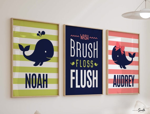 Boy girl bathroom, boy girl bathroom whales, boy girl bathroom wall art, kids bathroom, kids bathroom wall decor, whale bathroom boy girl