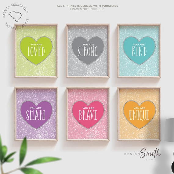 Positive affirmation signs, positive kids art, colorful kid decor, positive wall playroom, wall art idea bright playroom, inspirational wall
