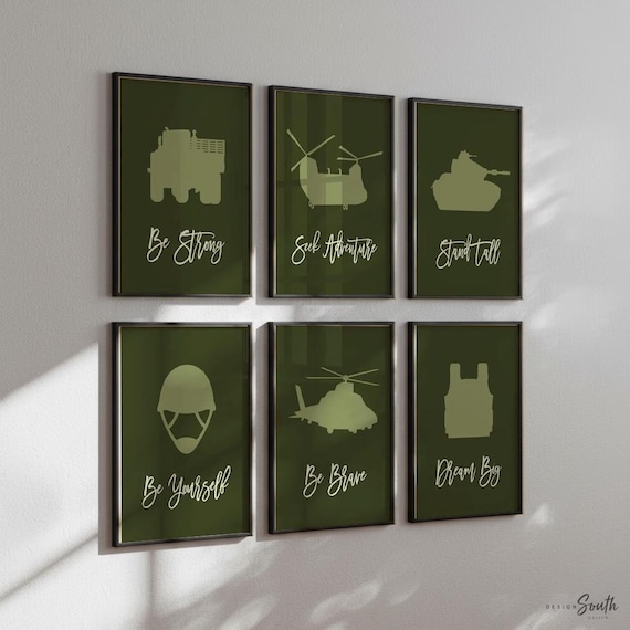 Military Nursery Art Prints: Boys Room Decor, Positive Affirmations