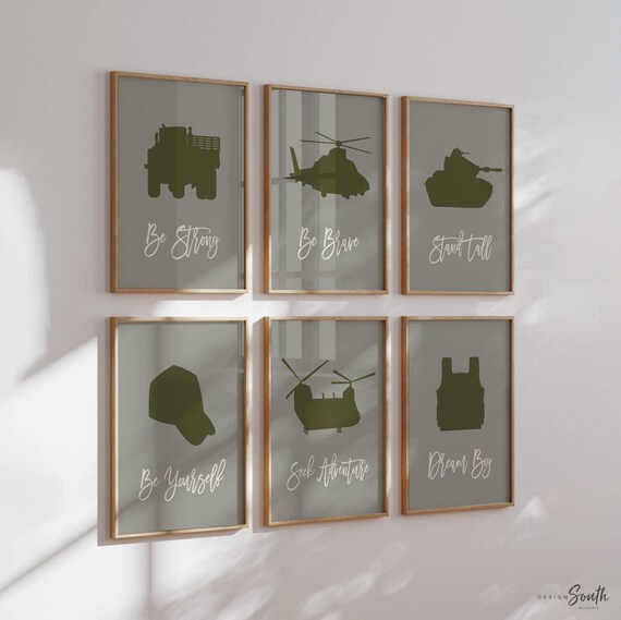 Military Nursery Prints: Boys Army Decor, Positive Affirmations