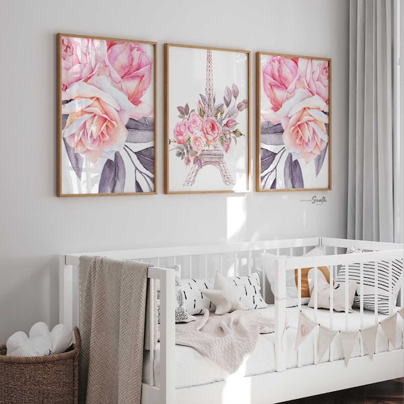 Paris nursery decor, parisian themed girls room, baby girl art blush pink room decor, paris girls bedroom, parisian nursery decor wall art