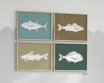 Fishing Nursery Art: Fish Theme Prints for Boys Bedroom