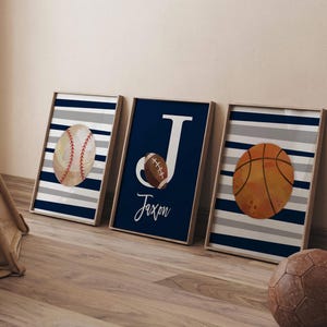 Personalized Sports Nursery Art: Baseball, Basketball, Football Prints