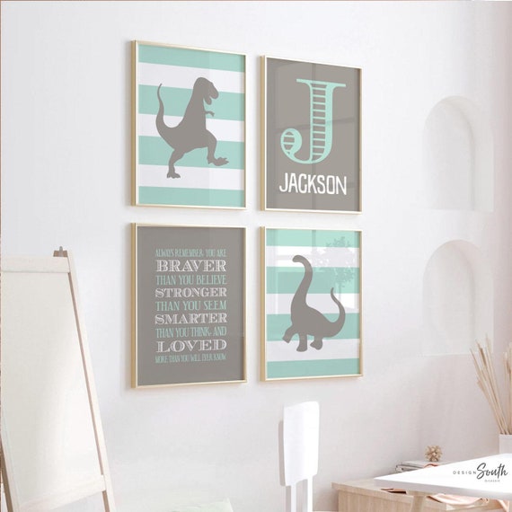 Boys dinosaur bedroom wall art, dinosaur decor for boys, boys dinosaur theme, dinosaur prints, baby boy dinosaurs, dinosaur nursery art boys