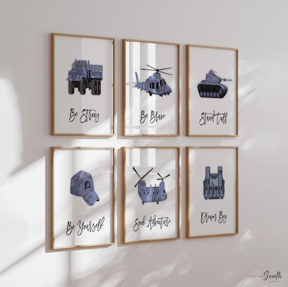 Army Vehicle Prints: Boys Room Decor, Military Wall Art Set