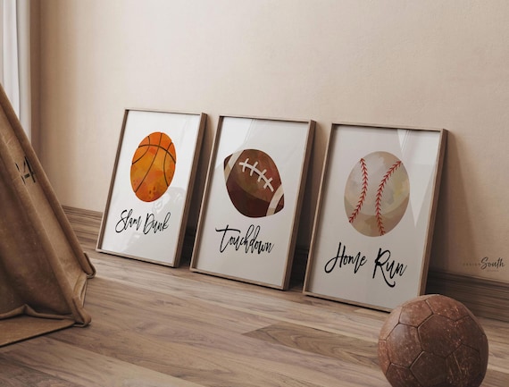 Sports home decor, sports posters boys room, sports wall art, athlete little boy gift, artwork above crib sports theme, basketball football