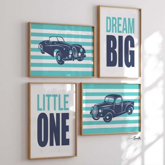 Vintage car and truck prints, vintage nursery, baby boy car art, transportation nursery theme, boys car nursery, cars, classic car nursery