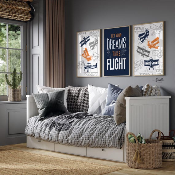 Airplane Nursery Prints: Boys Room Wall Decor, Flight Theme