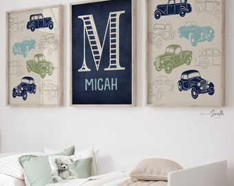 Láminas de coches clásicos para habitación infantil: temática de transporte personalizada, decoración para dormitorio infantil