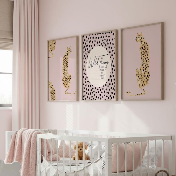Wild Cheetah Nursery Art Print: 'Wild Thing' Pink Decor