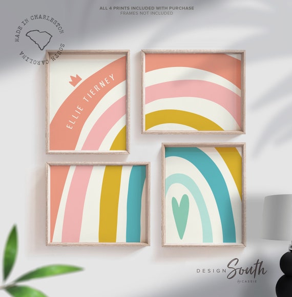 Girls monogram, rainbow themed monogram art, girls monogram decor, baby girl monogram art, rainbow girls name gift, baby girl nursery decor