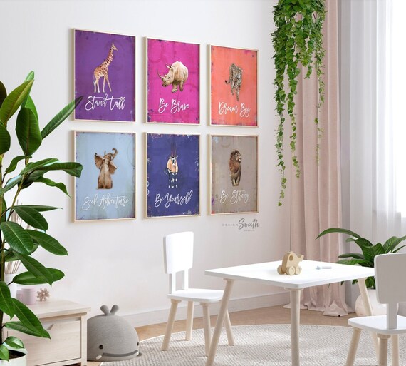 Kid playroom wall art posters, prints colorful inspirational, toddler playroom motivational quote artwork, children playroom wall pictures