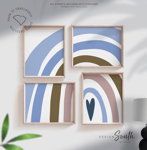 Boho baby room, boho rainbow baby girl or boy gender neutral, neutral color print set, gallery wall kids bedroom ideas, gift gender neutral