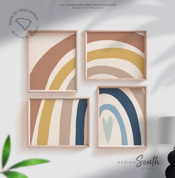 Neutral nursery decor earthy neutral tones, kids neutral playroom wall art, neutral boho rainbow for kids baby children, art gender neutral