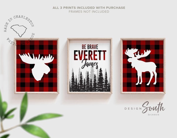 Woodland Moose Lumberjack Nursery Decor Baby Boy Red Buffalo Plaid Check Art Moose Boys Room Lumberjack Birthday Party Gift Personalized Etsy UK