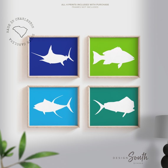 Saltwater fish nursery, boys bedroom fish art, fishing decor, wall art for boys bedroom, boy playroom art, boys playroom wall decor, boy art
