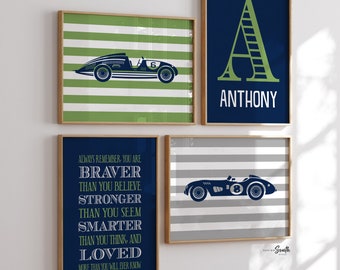 Race car nursery decor, vintage car nursery, race car nursery, racing nursery decor, boys race car nursery, race car nursery art, racing boy