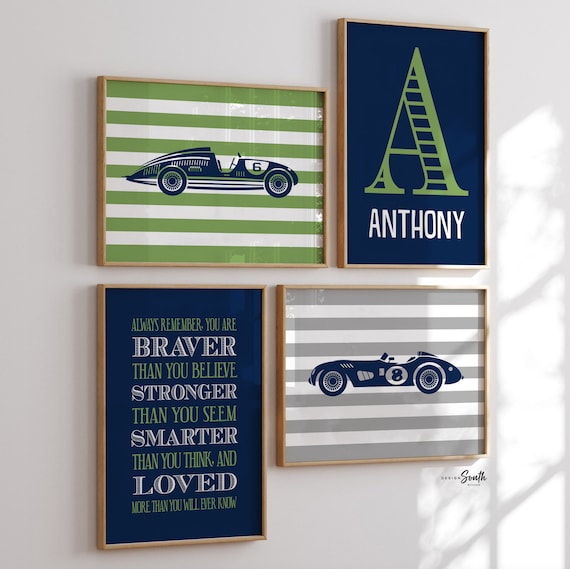 Race car nursery decor, vintage car nursery, race car nursery, racing nursery decor, boys race car nursery, race car nursery art, racing boy