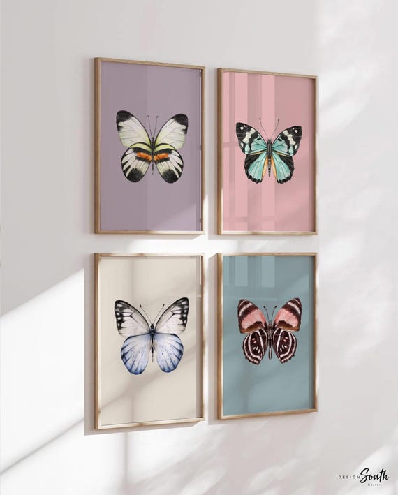 Girls butterfly decor, bathroom bedroom decor ideas, baby girl nursery butterfly themed, baby butterfly art, girl butterfly print wall decor