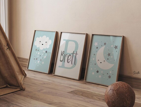 Gender neutral nursery, unisex nursery, aqua gray white, unisex nursery baby name, modern nursery, baby art, nursery art, nursery decor gray