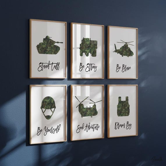 Army Vehicle Nursery Art: Military Tank, Truck, Helicopter Prints