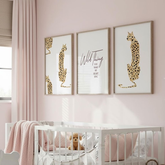 Wild Thing Nursery Art Prints: Leopard, Cheetah, Gray Jungle Theme