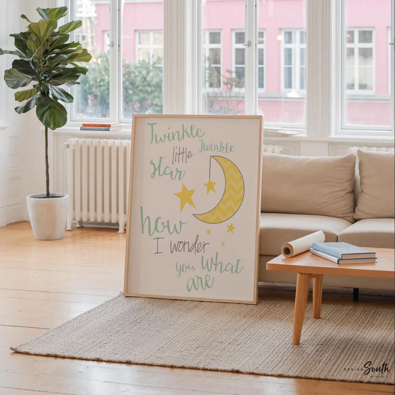 Twinkle Twinkle Little Star Nursery Print: Moon & Stars Art - Etsy