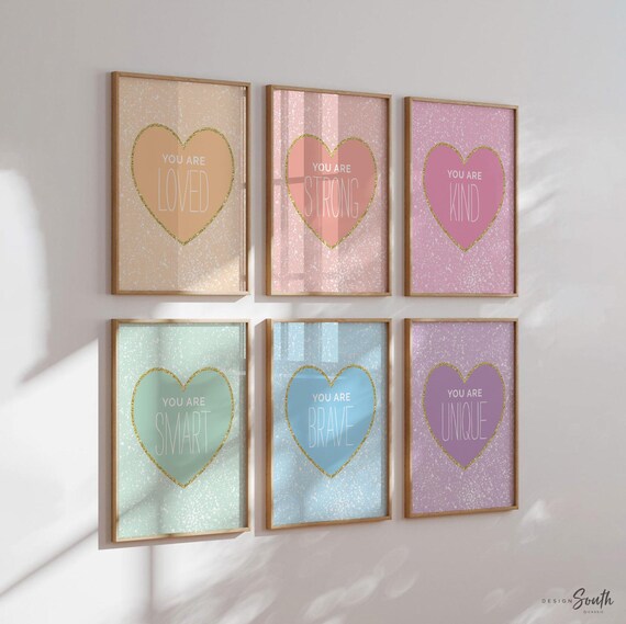 Twin Girl Room Decor: Rainbow Inspirational Art Prints Set